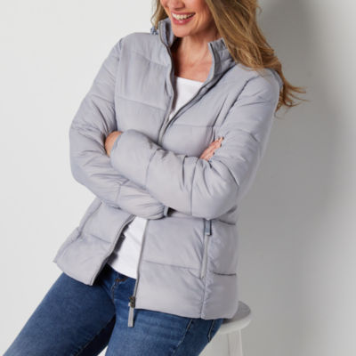 St. John's Bay Womens Removable Hood Midweight Puffer Jacket