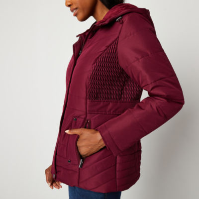 Liz claiborne woven water resistant heavyweight puffer on sale jacket