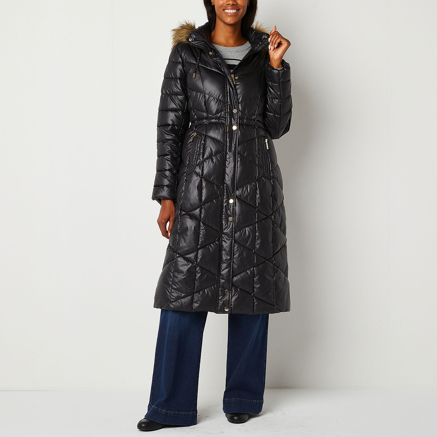 Liz Claiborne Womens Lined Heavyweight Quilted Jacket, Color: Black ...