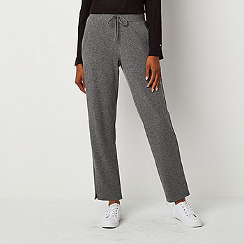 Liz Claiborne Womens Mid Rise Straight Drawstring Pants, Color: Smoke Hthr  - JCPenney