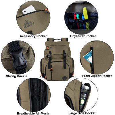 AD Sutton Kelty Deluxe Sport Flap Backpack with Drawstring