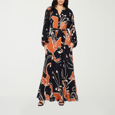 Premier Amour Womens Long Sleeve Floral Maxi Dress