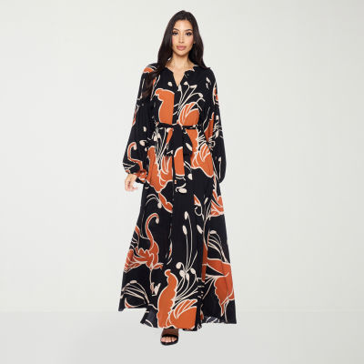 Premier Amour Womens Long Sleeve Floral Maxi Dress