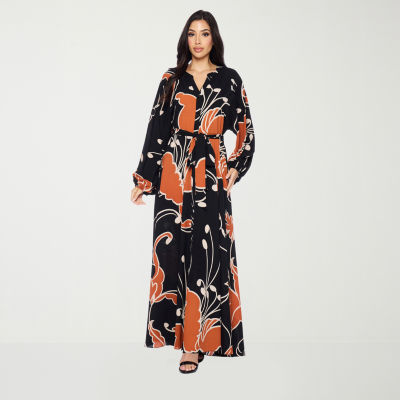 Premier Amour Womens Long Sleeve Floral Maxi Dress