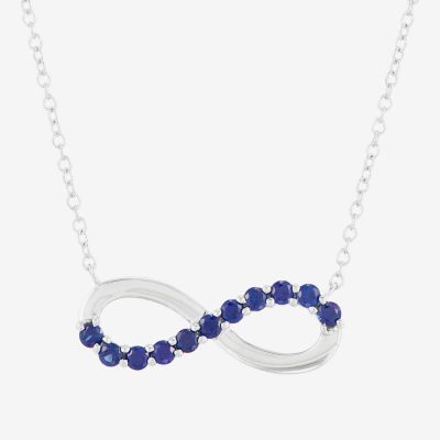 Limited Quantities! Womens Lab Created Blue Sapphire Sterling Silver Infinity 17 1/2 Inch Pendant Necklace