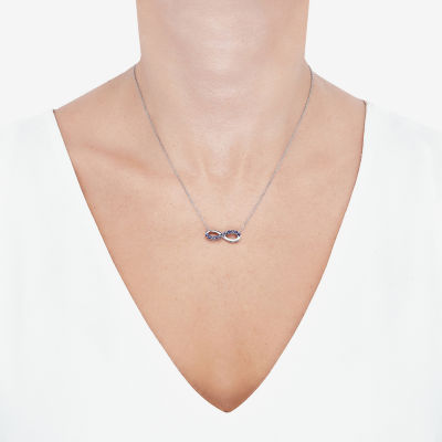 Limited Quantities! Womens Lab Created Blue Sapphire Sterling Silver Infinity 17 1/2 Inch Pendant Necklace