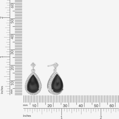 Genuine Black Onyx Sterling Silver Drop Earrings