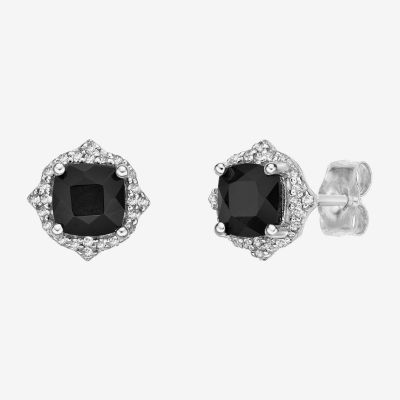 Genuine Black Onyx Sterling Silver 8mm Stud Earrings