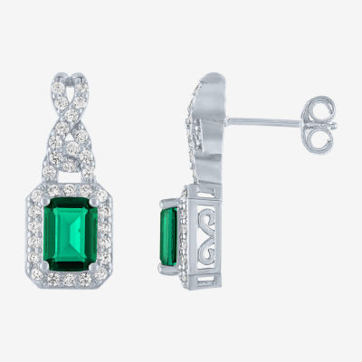 Womens 4-pc. Simulated Emerald & Cubic Zirconia Silver Over Brass Jewelry Set