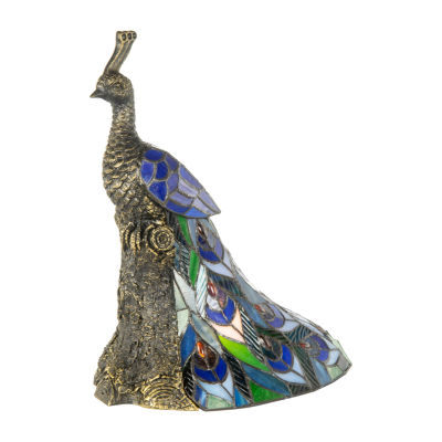 Dale Tiffany 15.5" Blue Kingsley Tiffany Peacock Table Lamp