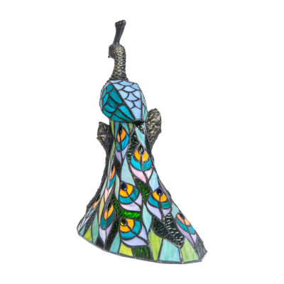 Dale Tiffany 15.5" Turquoise Kingsley Tiffany Peacock Table Lamp