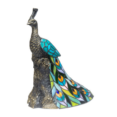 Dale Tiffany 15.5" Turquoise Kingsley Tiffany Peacock Table Lamp