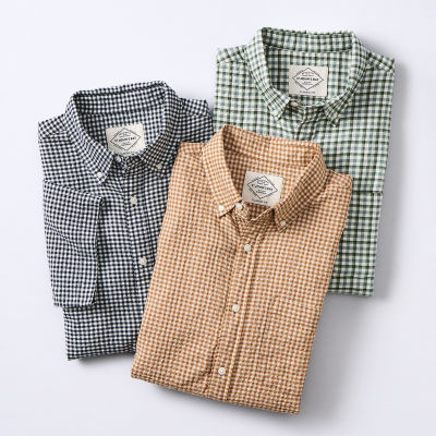 St. John's Bay Seersucker Mens Classic Fit Short Sleeve Gingham Button-Down Shirt