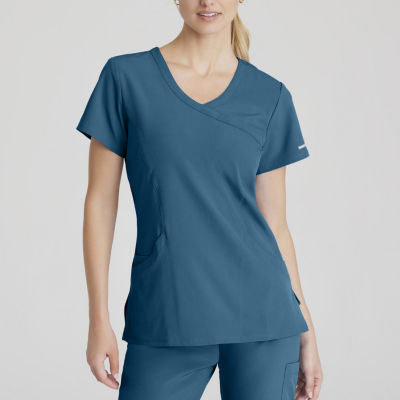 Skechers Sk102 Reliance 3-Pocket Crossover Womens Plus Tall V Neck Stretch Fabric Moisture Wicking Short Sleeve Scrub Top