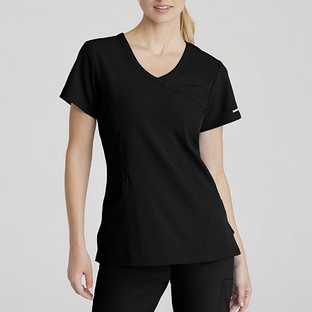 Skechers Sk102 Reliance 3-Pocket Crossover Womens Plus Tall V Neck Stretch Fabric Moisture Wicking Short Sleeve Scrub Top, 3x-large, Black