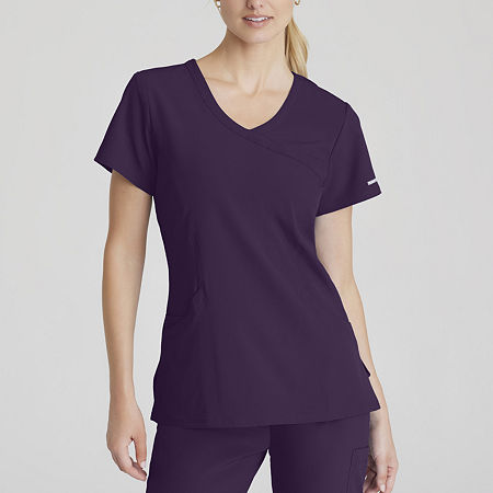 Skechers Sk102 Reliance 3-Pocket Crossover Womens Plus Tall V Neck Stretch Fabric Moisture Wicking Short Sleeve Scrub Top, 2x-large, Purple