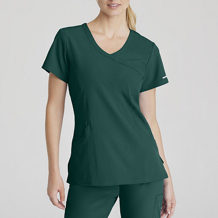 Skechers Sk102 Reliance 3-Pocket Crossover Womens Plus Tall V Neck Stretch Fabric Moisture Wicking Short Sleeve Scrub Top, 2x-large, Green