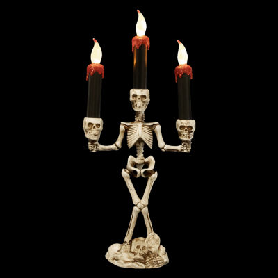 14.5'' Dripping Candle Skeleton Halloween Candelabra