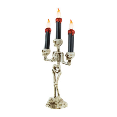 14.5'' Dripping Candle Skeleton Halloween Candelabra