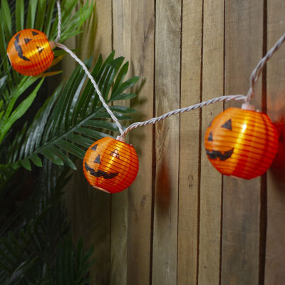 10-Count Orange Jack-O-Lantern Paper Lantern Halloween Lights  8.5ft White Wire