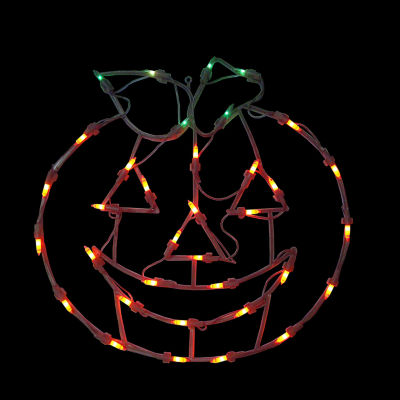 14'' Lighted Jack-O-Lantern Halloween Double Sided Window Silhouette Decoration