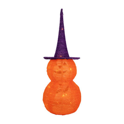 30'' Pop Up Lighted Tinsel Stacked Jack-O-Lanterns Halloween Decoration