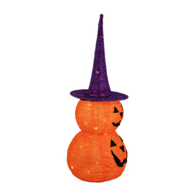 30'' Pop Up Lighted Tinsel Stacked Jack-O-Lanterns Halloween Decoration