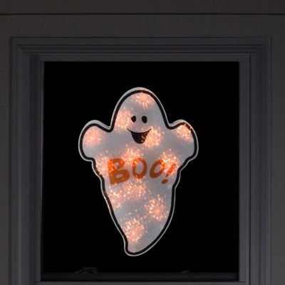 12'' Lighted Holographic Ghost Halloween Window Silhouette Decoration