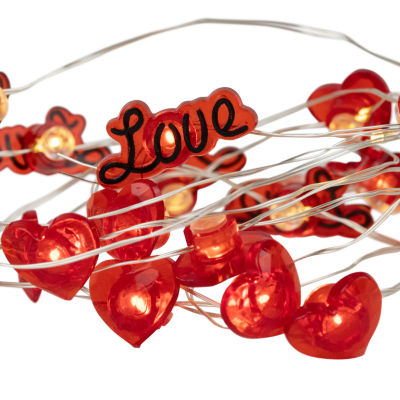 Northlight 6.25ft 20-Count Red Valentine'S Day Love And Heart Led Copper Wire String Lights