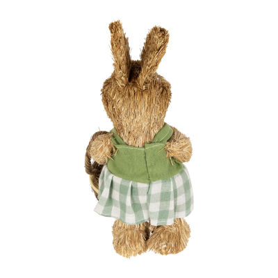 Northlight 10.5in Sisal Bunny Rabbit With Carrot Basket Figurine