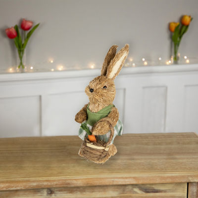 Northlight 10.5in Sisal Bunny Rabbit With Carrot Basket Figurine