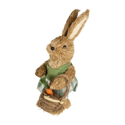 Northlight 10.5in Sisal Bunny Rabbit With Carrot Basket Figurine