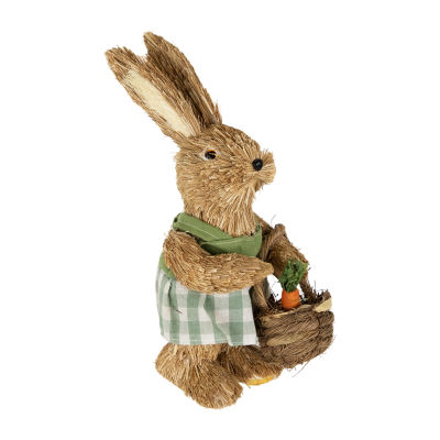 Northlight 10.5in Sisal Bunny Rabbit With Carrot Basket Figurine