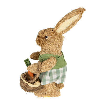 Northlight 10.5in Sisal Bunny Rabbit With Carrot Basket Figurine