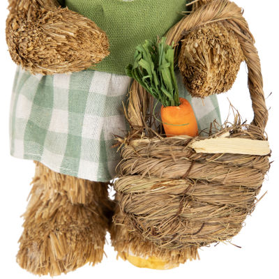 Northlight 10.5in Sisal Bunny Rabbit With Carrot Basket Figurine