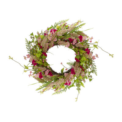 Northlight 21in Foliage Berry Twig Indoor Wreath