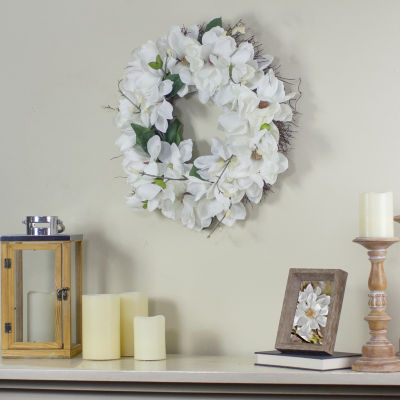 Northlight 24in Magnolias Unlit Indoor Christmas Wreath