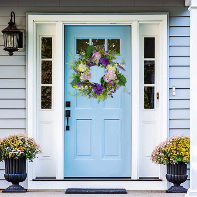 Northlight 26in Hydrangea And Foliage Floral Twig Indoor Christmas Wreath