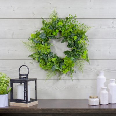 Northlight 24in Maidenhair Fern And Assorted Indoor Christmas Wreath