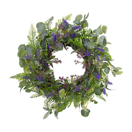 Northlight 22in Lavender And Foliage Indoor Christmas Wreath, One Size, Purple