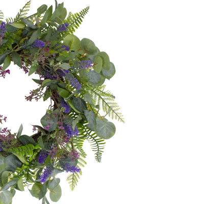 Northlight 22in Lavender And Foliage Indoor Christmas Wreath