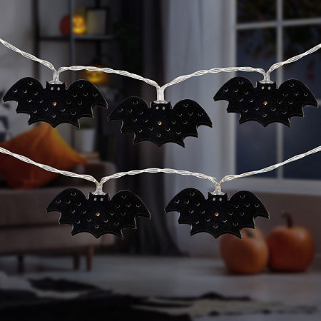 Northlight 10ct Warm White Led Bat Fairy Lights String Lights, One Size, Black