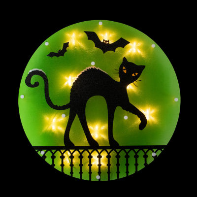 Northlight 13.75in Lighted Black Cat Silhouette Decorative Lantern