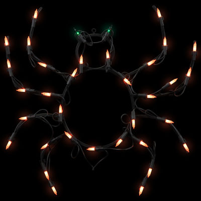 Northlight 15in Black And Orange Lighted Spider Decorative Lantern