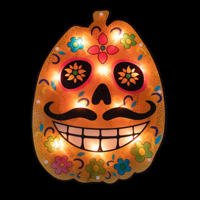 Northlight 15in Lighted Sugar Skull Pumpkin Decorative Lantern