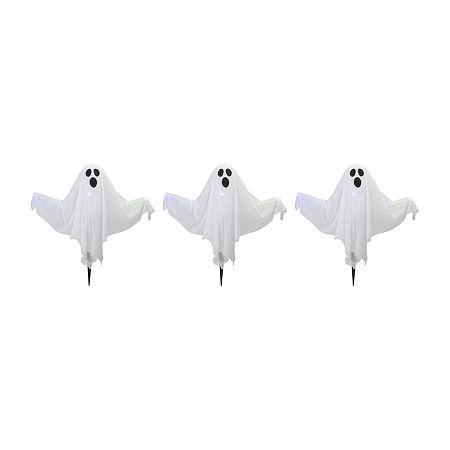 Northlight Prelit White Ghost Lawn Stakes 20 Halloween Yard Art, One Size, White