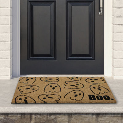 Northlight 18 X 30in Coir Boo With Ghosts Holiday Outdoor Rectangular Doormats