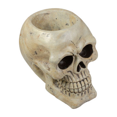 Northlight 11in Ivory And Black Halloween Skull Halloween Tabletop Decor