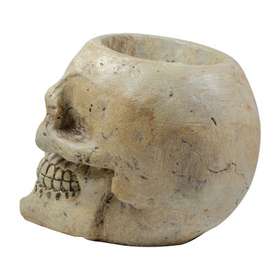 Northlight 11in Ivory And Black Halloween Skull Halloween Tabletop Decor