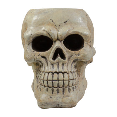 Northlight 11in Ivory And Black Halloween Skull Halloween Tabletop Decor